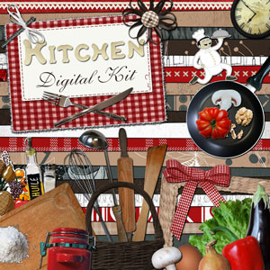 Digital scrapbooking Kit « Kitchen »