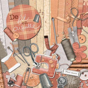 Kit digital de scrapbooking De fil en aiguille