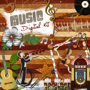 Digital scrapbooking Kit « Music »