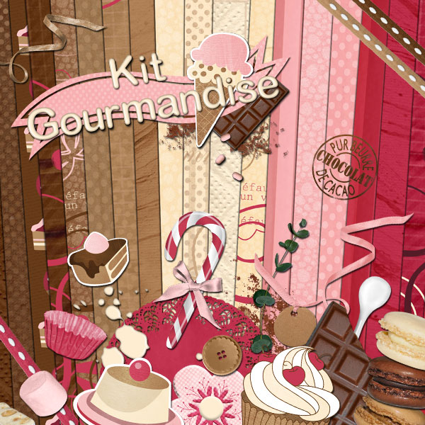 Kit de digiscrapbooking sur le thème de la gourmandise