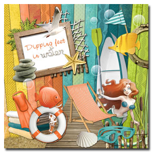 scrapbooking digital kit Dipping feet in water