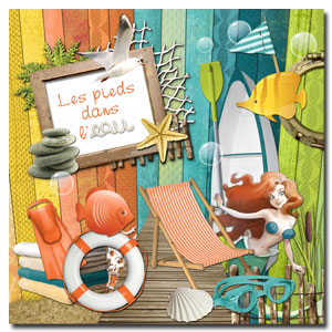 Kit digital de scrapbooking Les pieds dans l'eau