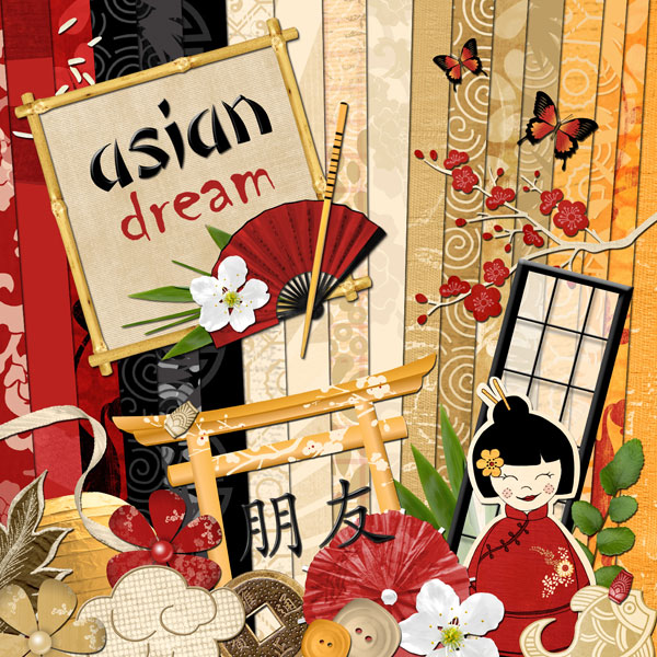 Digital scrapbooking Kit « Asian Dream »