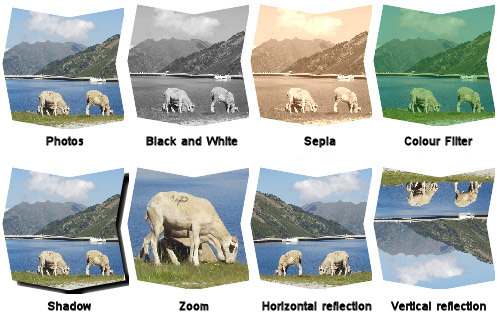 Different tools are available for personalising each picture 