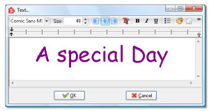 For the text, you choose the font, the size, the colour...