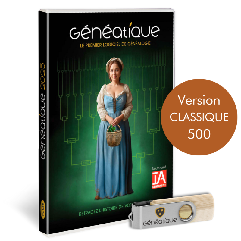 Coffret Généatique 2025 Classique avec Clé USB Coffret Généatique 2025 Classique avec Clé USB