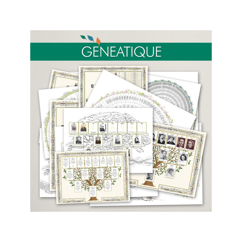 Pack de 16 arbres généalogiques décoratifs pour Généatique en téléchargement Pack de 16 arbres généalogiques décoratifs pour Généatique en téléchargement