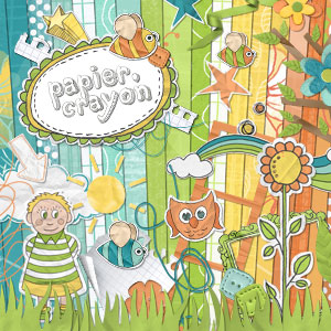 Kit digital de scrapbooking Papier-crayon