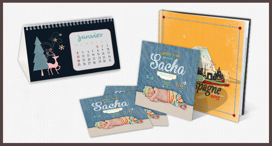 Pêle-mêle, Carte, Faire-part, Livre photo, Calendrier