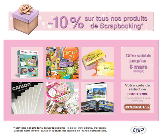 -10% de réduction sur tout les produits scrapbooking !