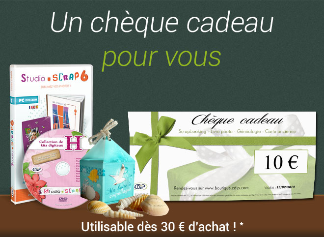 Chèque cadeau de 10 eur pour 30 eur d'achat !