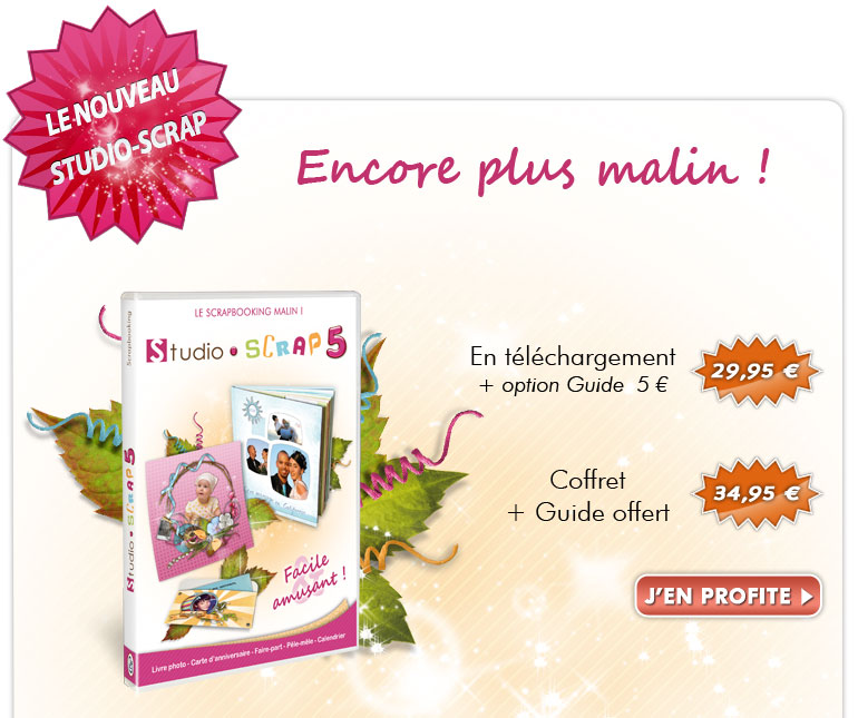 Le nouveau Studio-Scrap, encore plus malin ! En téléchargement : 29,95 Eur. En coffret : 34,95 Eur