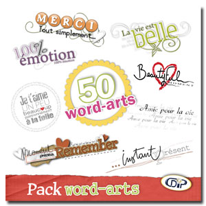 Pack de 50 word-arts pour le Scrapbooking