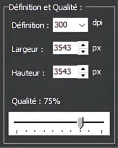 sélection des dpi dans studio-scrap