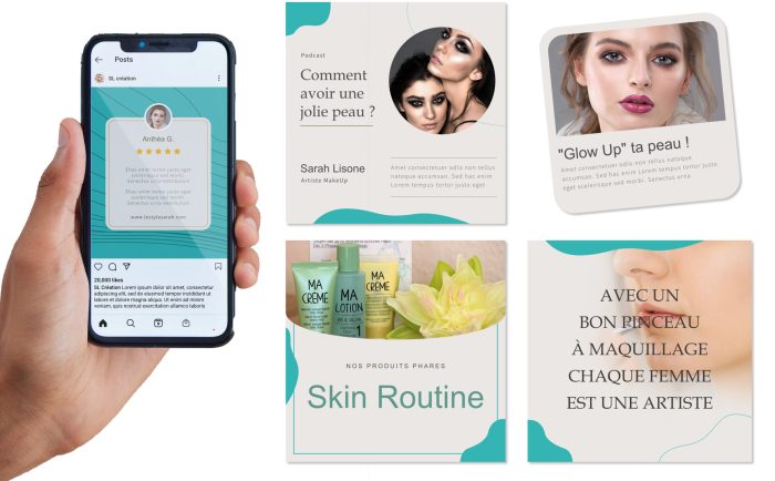 Identité visuelle sociale pour entreprise de maquillage vegan